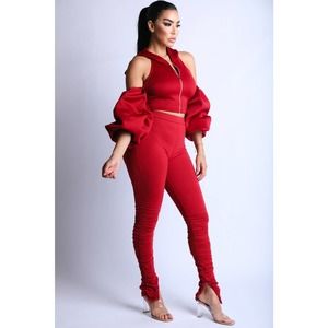 2 Pc Hooded Jacket and Jogger Leggings Pants Set